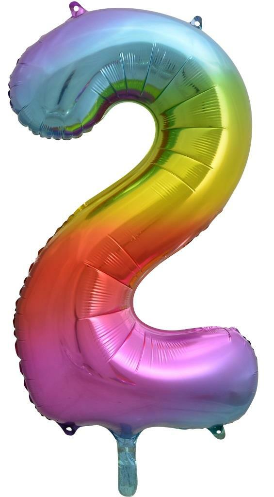 Rainbow Helium Number Balloon