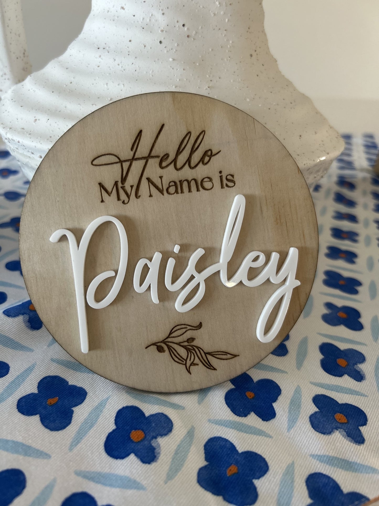 Wooden Hello my name is.. Plaque