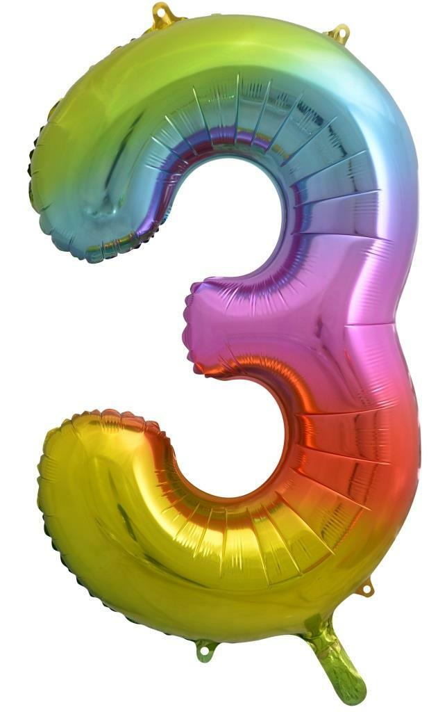 Rainbow Helium Number Balloon