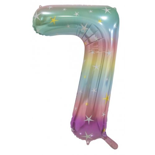 Pastel Rainbow Helium Number Balloon