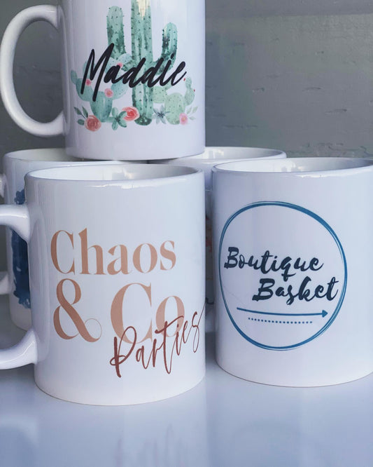 Business Logo Mugs with Personalised writing or name