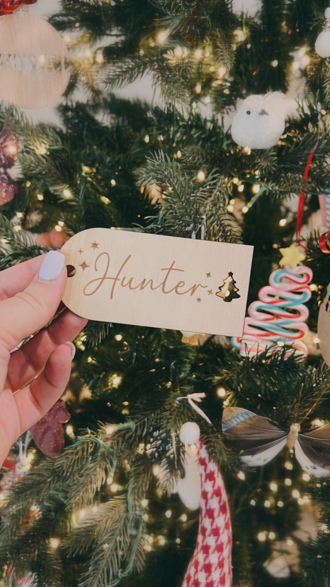 Personalised Wooden Stocking Name Tag