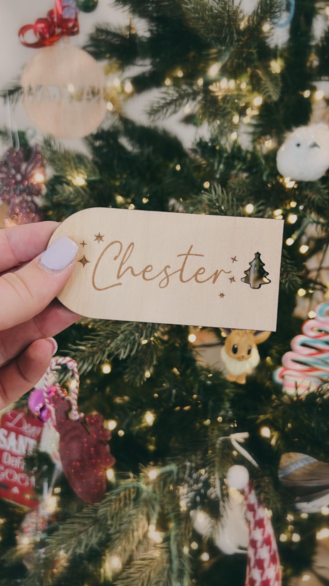 Personalised Wooden Stocking Name Tag