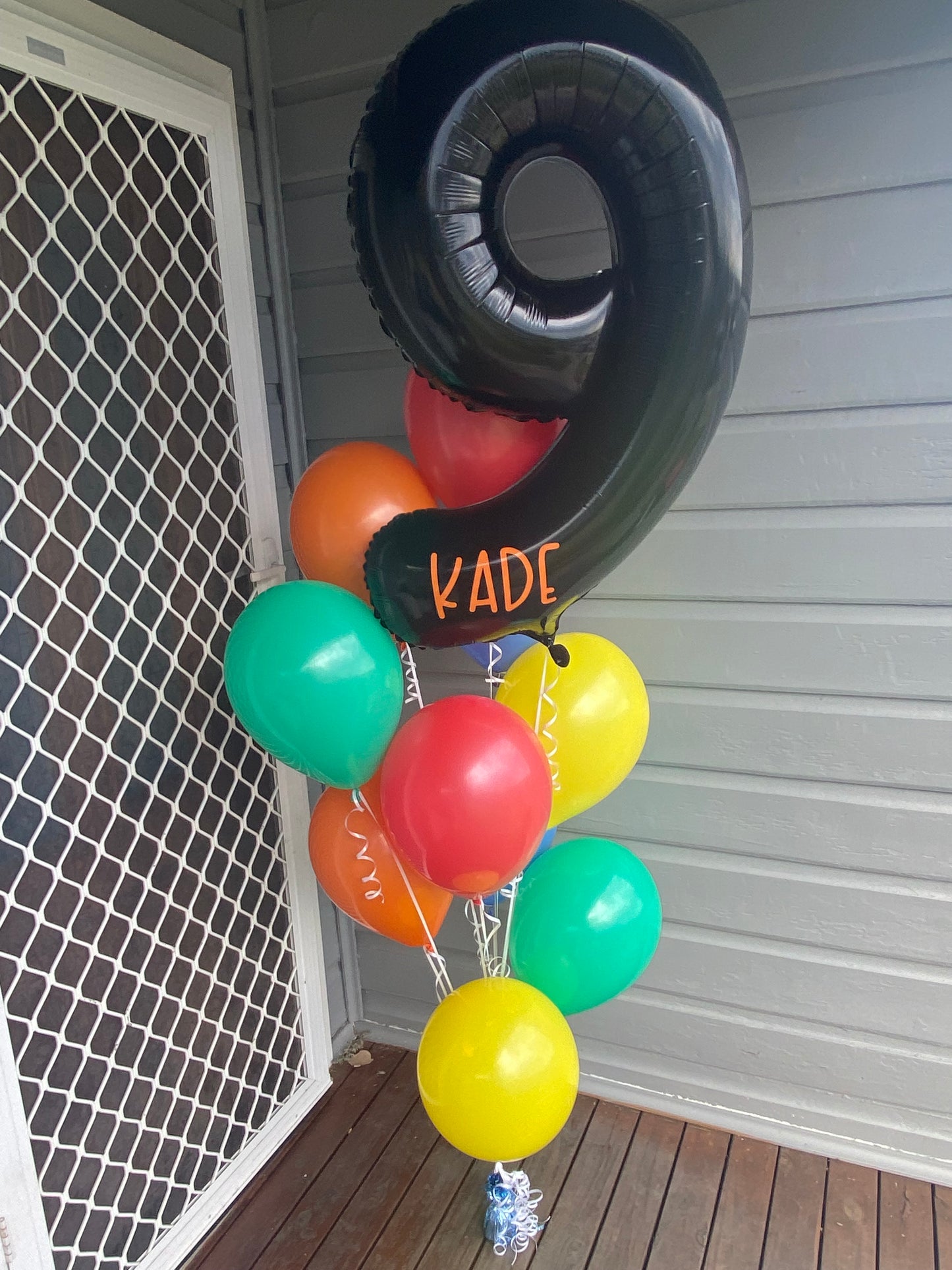 Black Helium Number Balloon with balloon bouquet