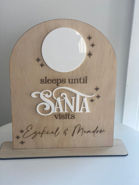 Wooden Santa Countdown Sign